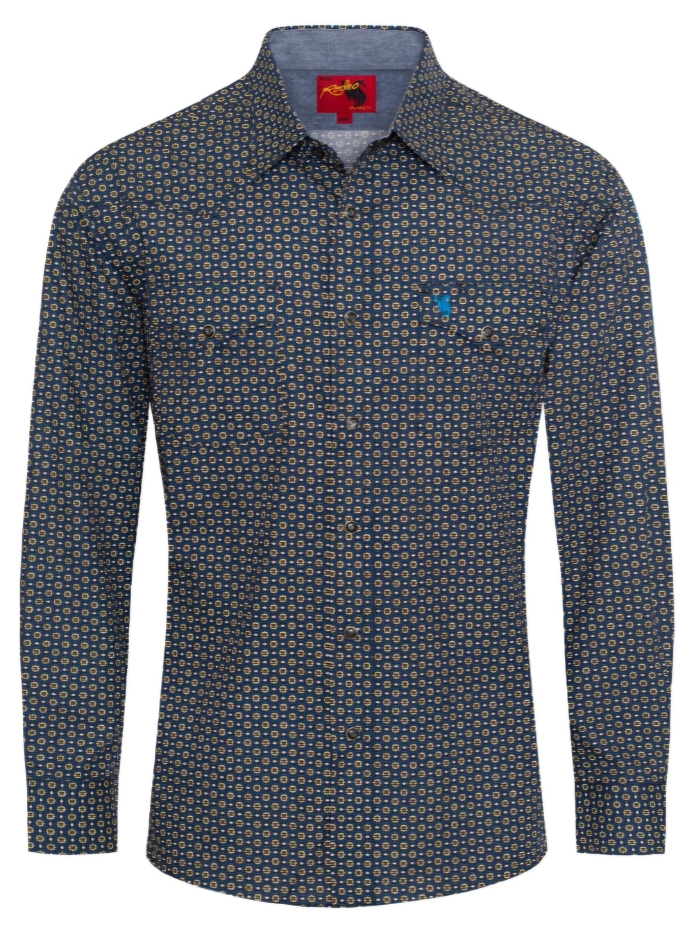 Men's Navy Geometric Print Button-Down Shirt By Rodeo